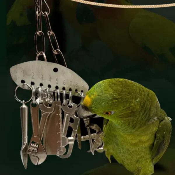 Metallic Parrot Chew Toy, Hanging Bird Cage Accessory for Medium to Large Parrots - Image 5