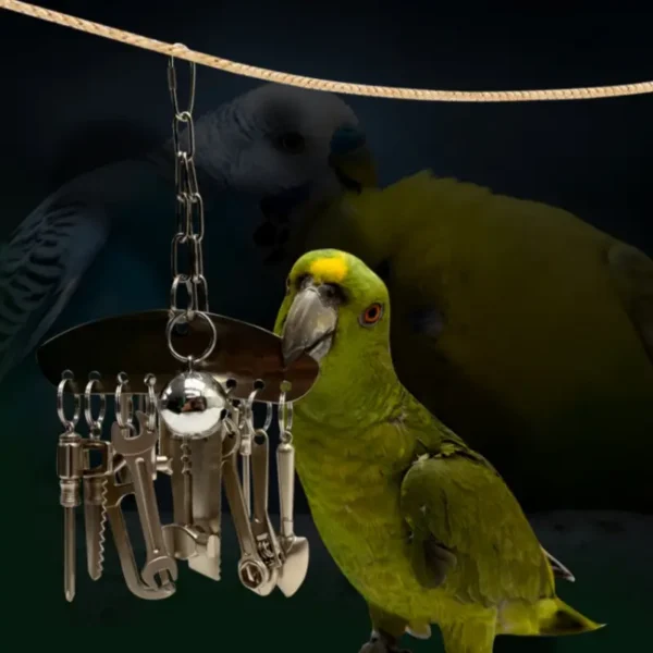 Metallic Parrot Chew Toy, Hanging Bird Cage Accessory for Medium to Large Parrots - Image 6