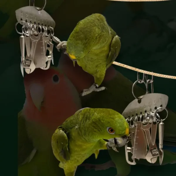 Metallic Parrot Chew Toy, Hanging Bird Cage Accessory for Medium to Large Parrots - Image 7