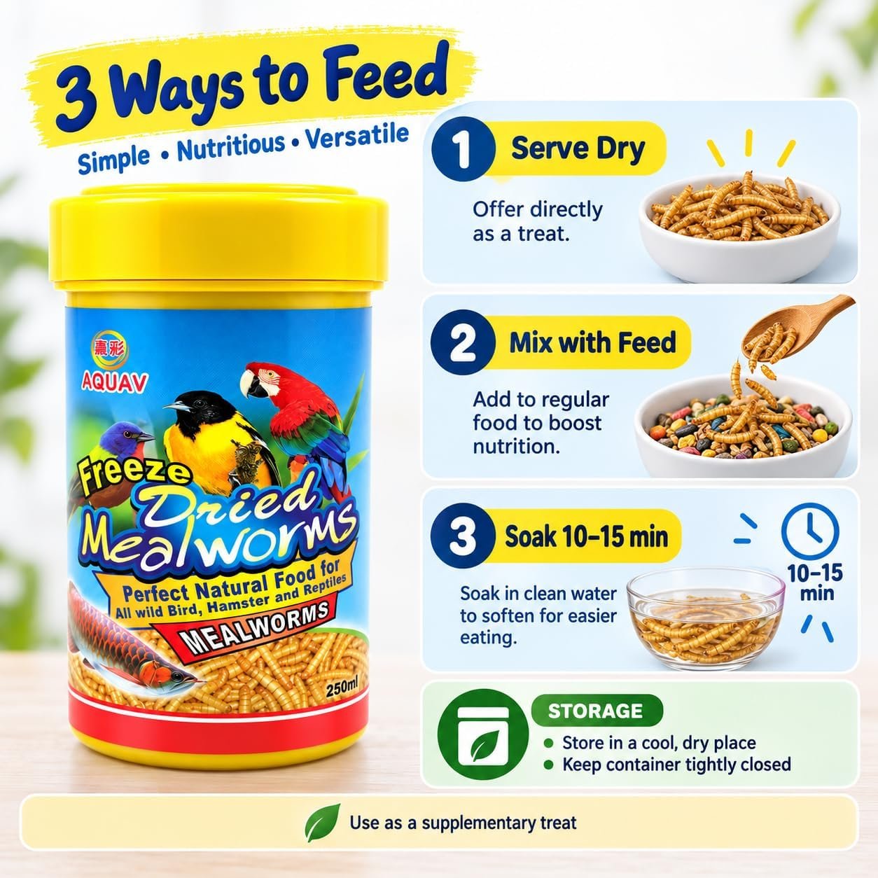 AQUAV freeze-dried mealworms 250 ml