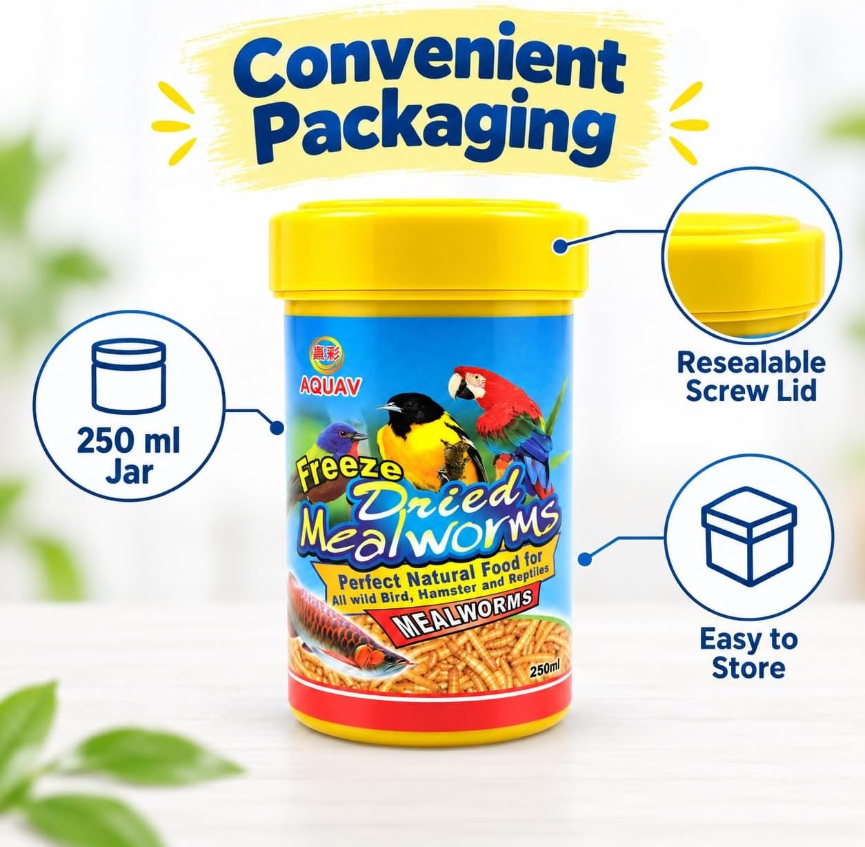 AQUAV freeze-dried mealworms 250 ml