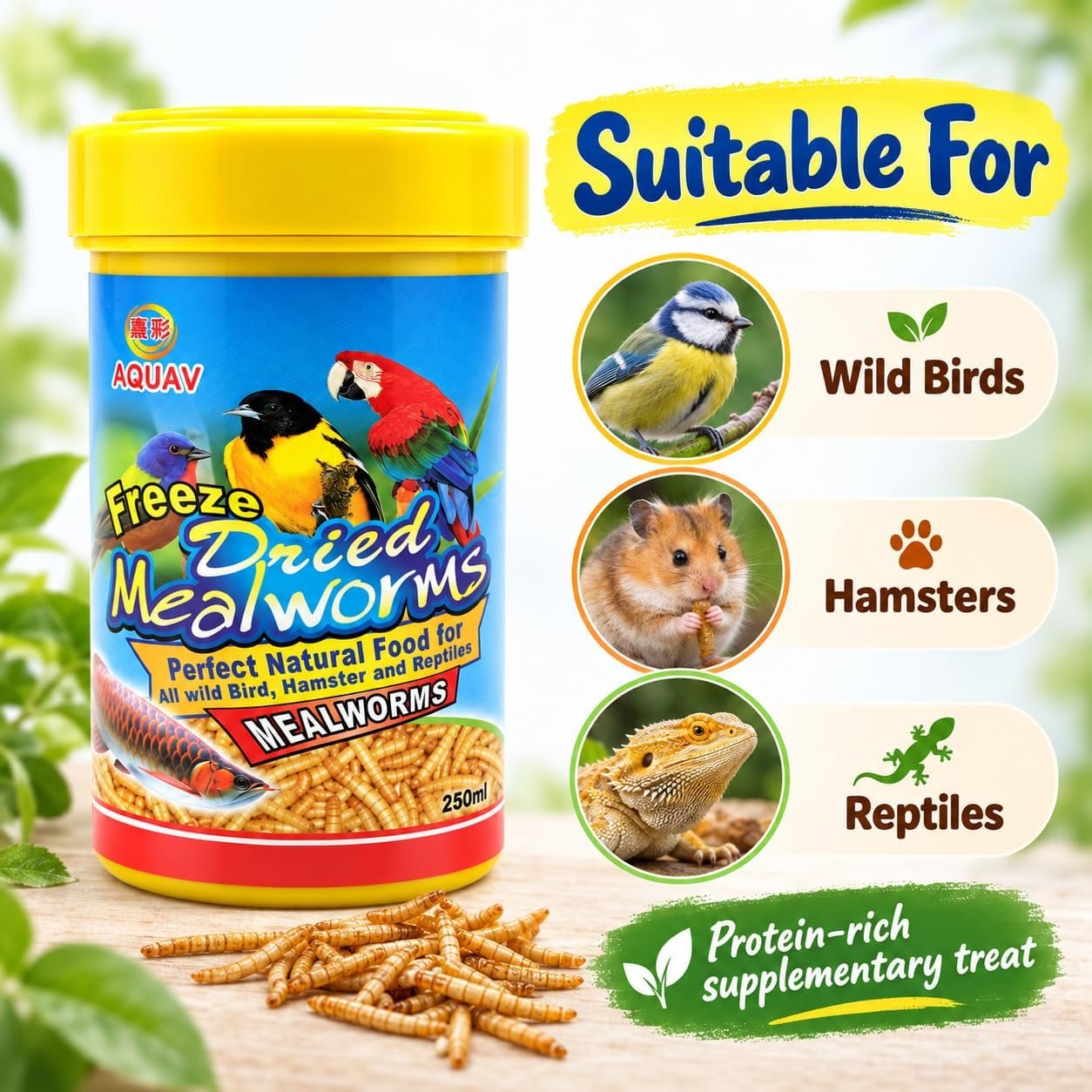 AQUAV freeze-dried mealworms 250 ml
