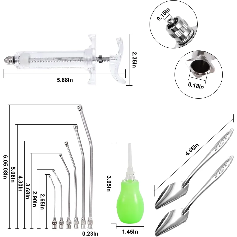 Bird feeding syringe and gavage tube dimensions
