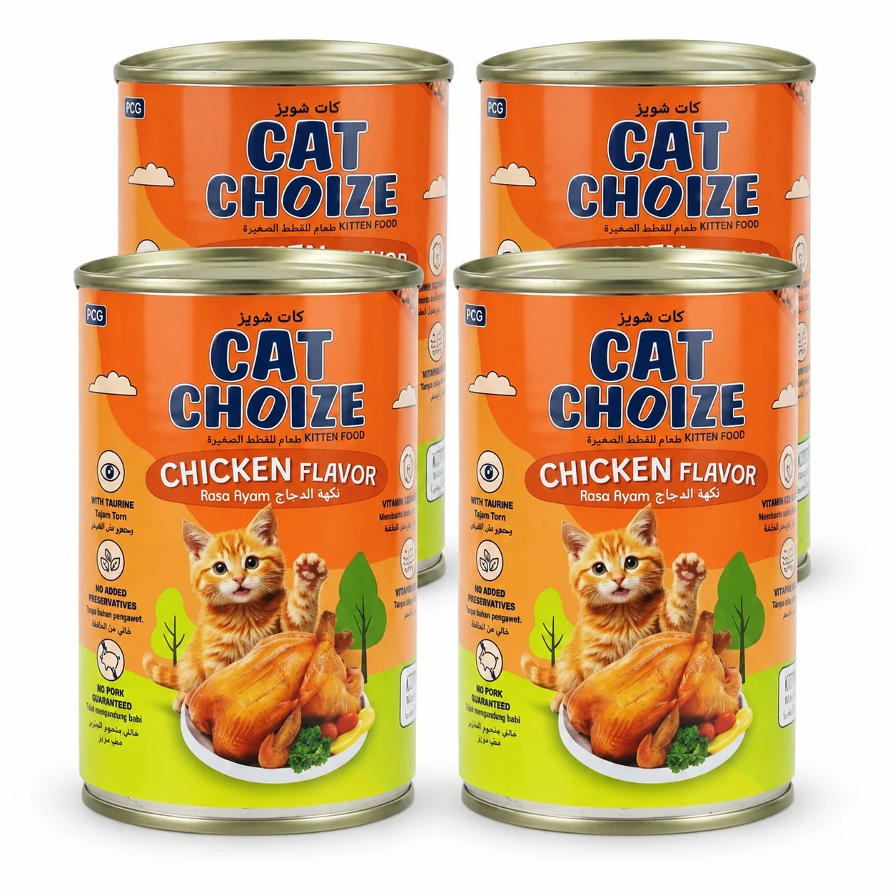 Four 400 g Cat Choize Chicken Pâté cans for kittens