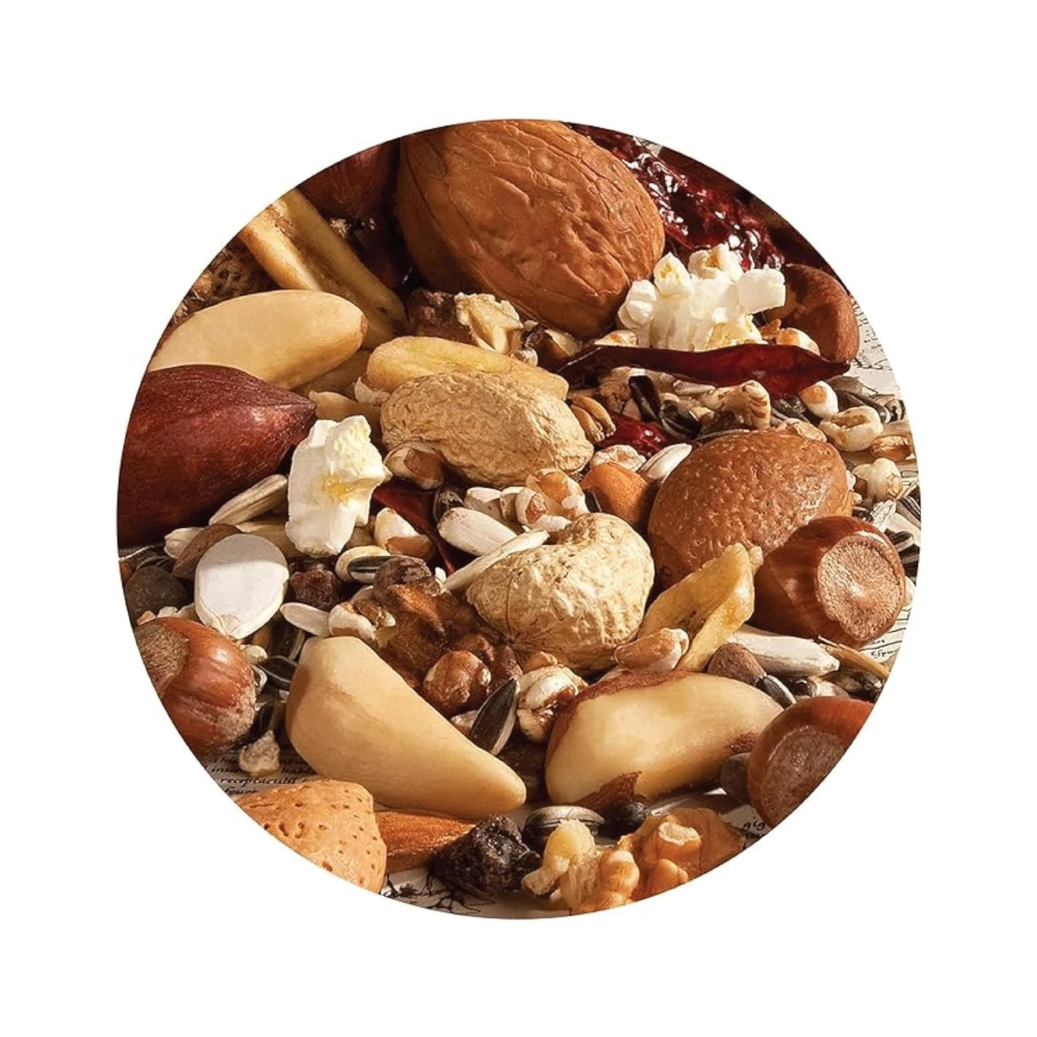 Exotic nut mix for parrots with nuts in shell