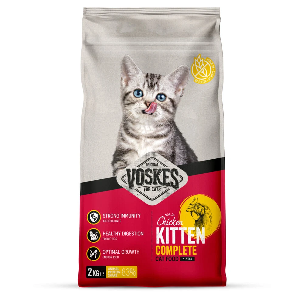 Voskes Kitten Complete Chicken dry cat food, 2 kg bag